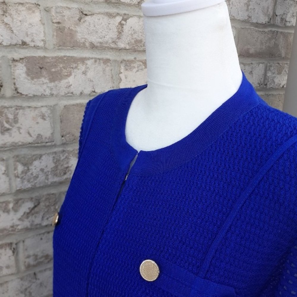Misook Cobalt Blue Knit Jacket Petite Large - PL - Picture 6 of 15